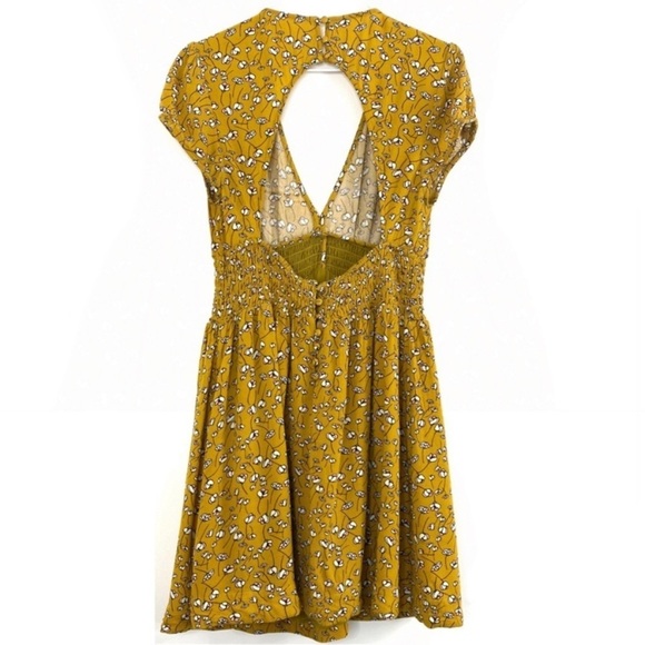 FREE People Floral Pretty Baby Mini Dress in Mustard Yellow Combo - Picture 5 of 10